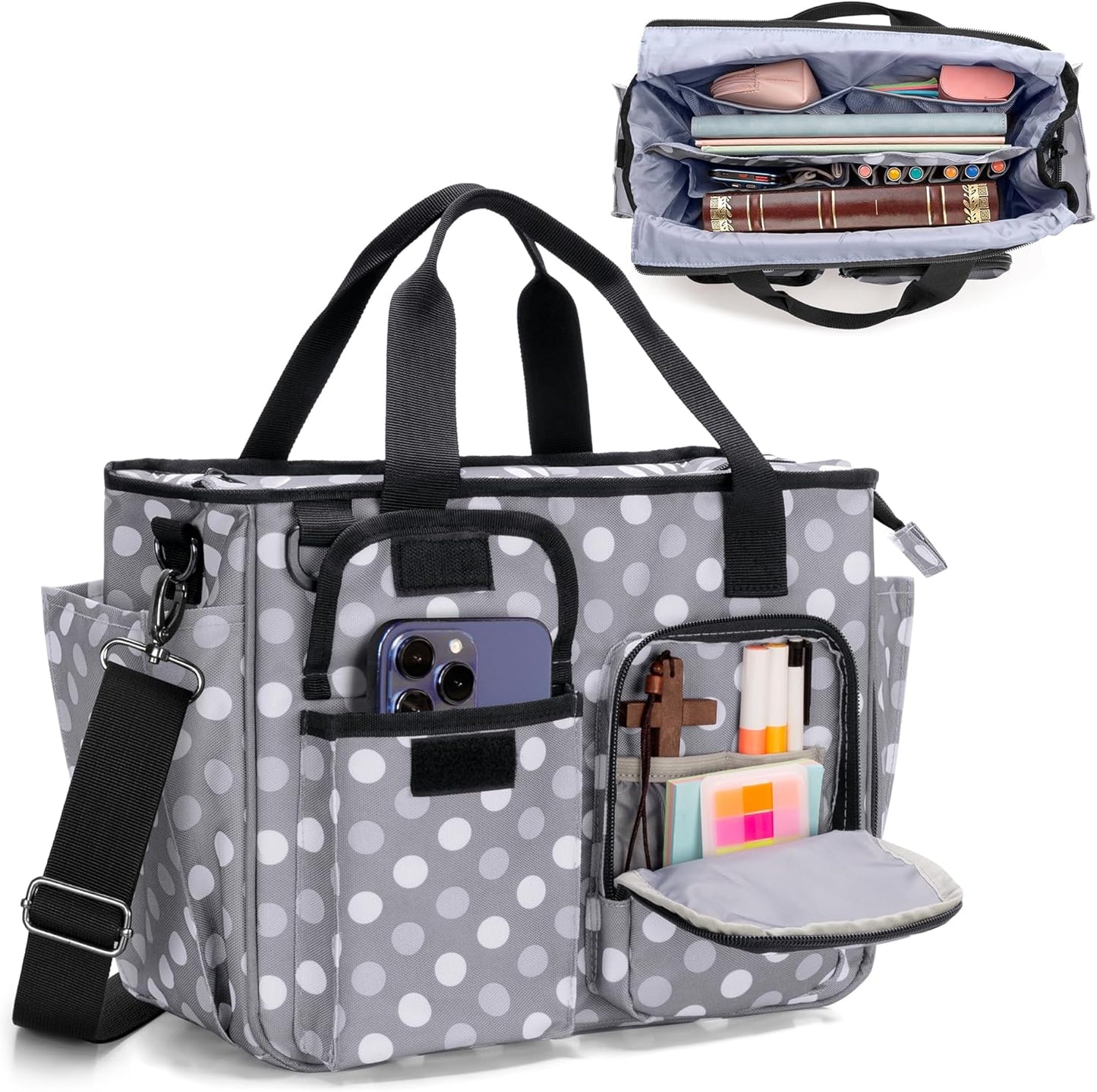 LUXJA Large Bible Bag with Water Bottle Pocket for Women