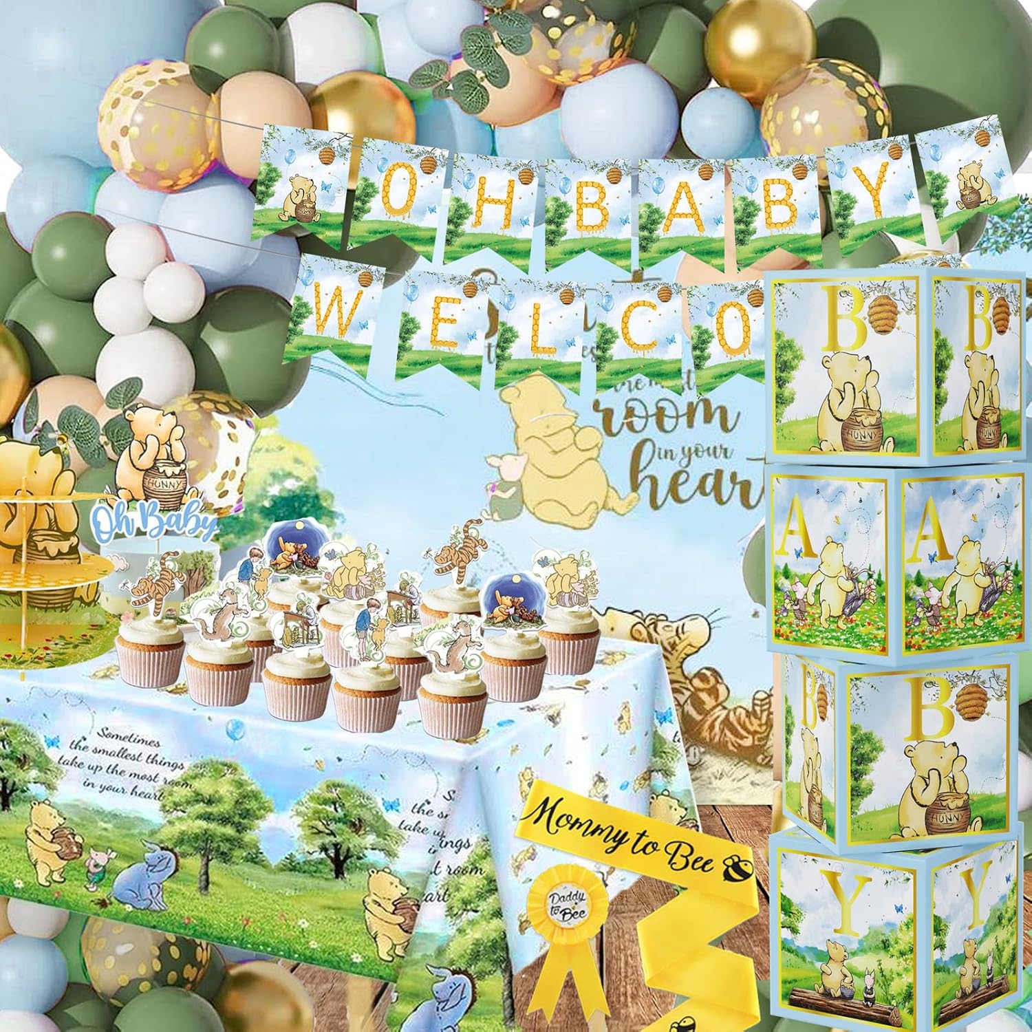 Classic Winnie Baby Shower Decorations Kit for Memorable Parties