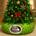 Christmas Cat Bed Tunnel 3ft x 9.8in Lime Green Donut Tunnel - Festive