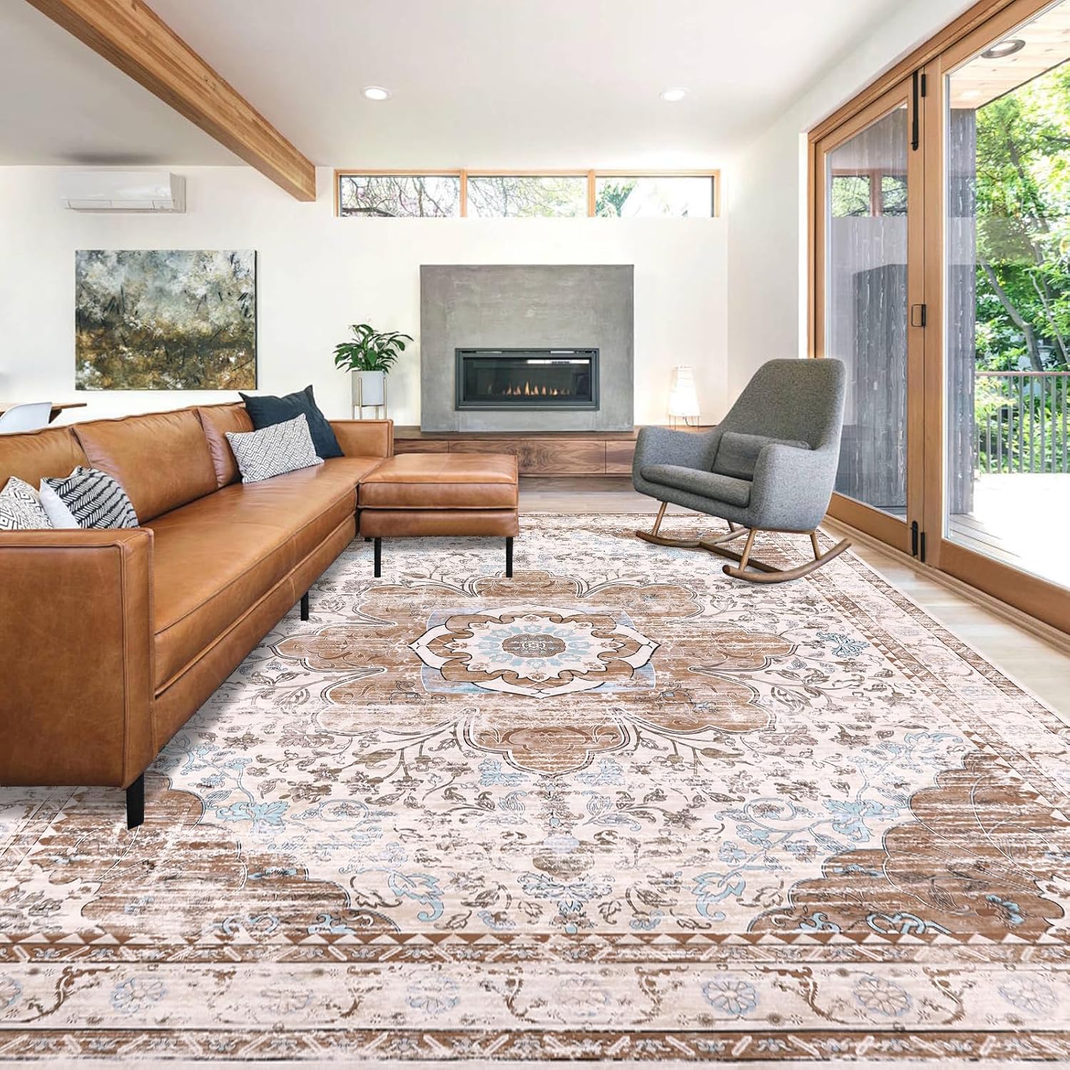 Ileading Bohemian Vintage Area Rug 8x10ft for Living Room