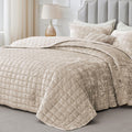 Velvet Quilt Set Queen Size - Luxurious Soft Urban Taupe