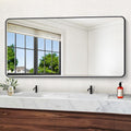 72 in x 36 in Bathroom Mirror Matte Black Metal Frame - Elegant