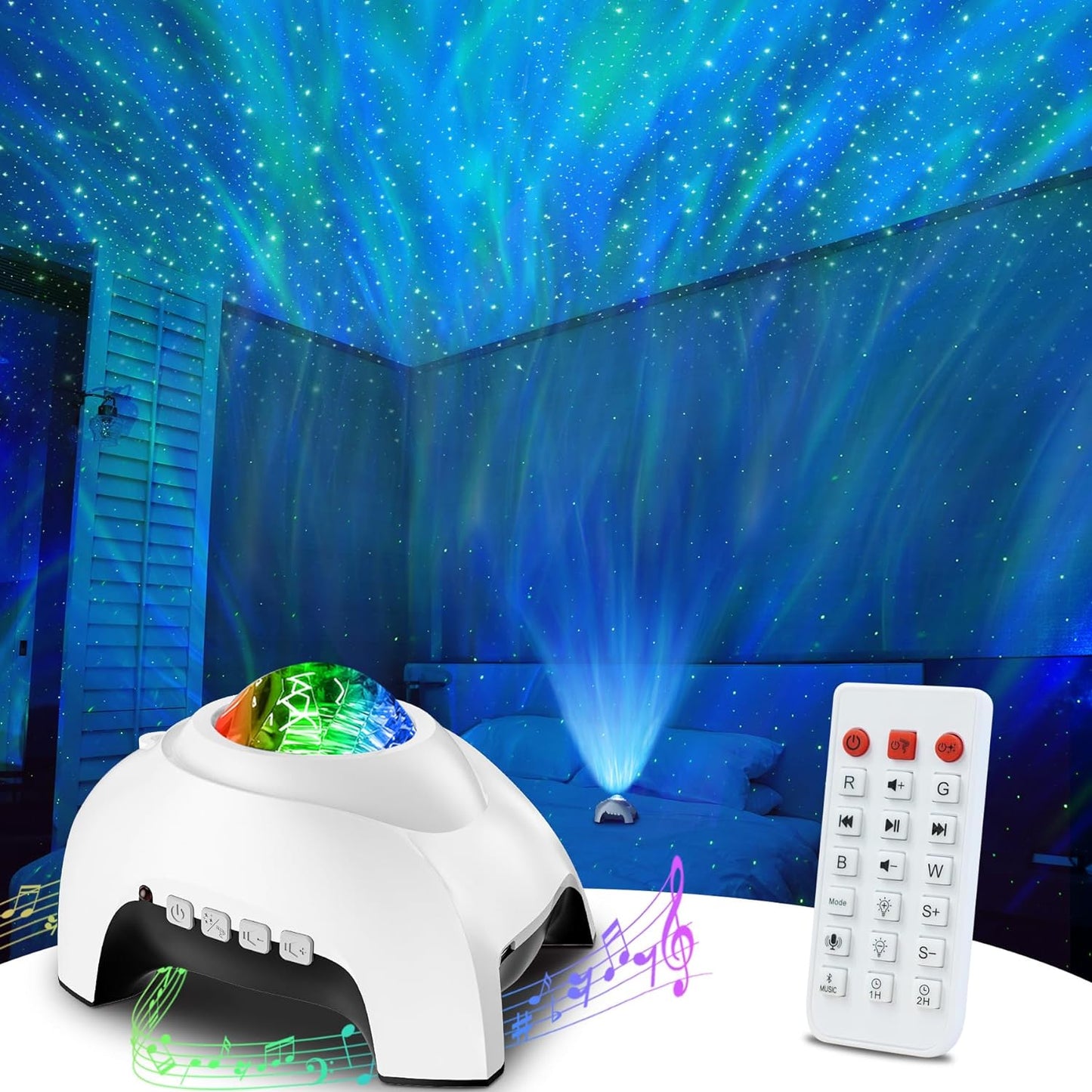 Rossetta Star Projector: Bluetooth Speaker & White Noise Galaxy