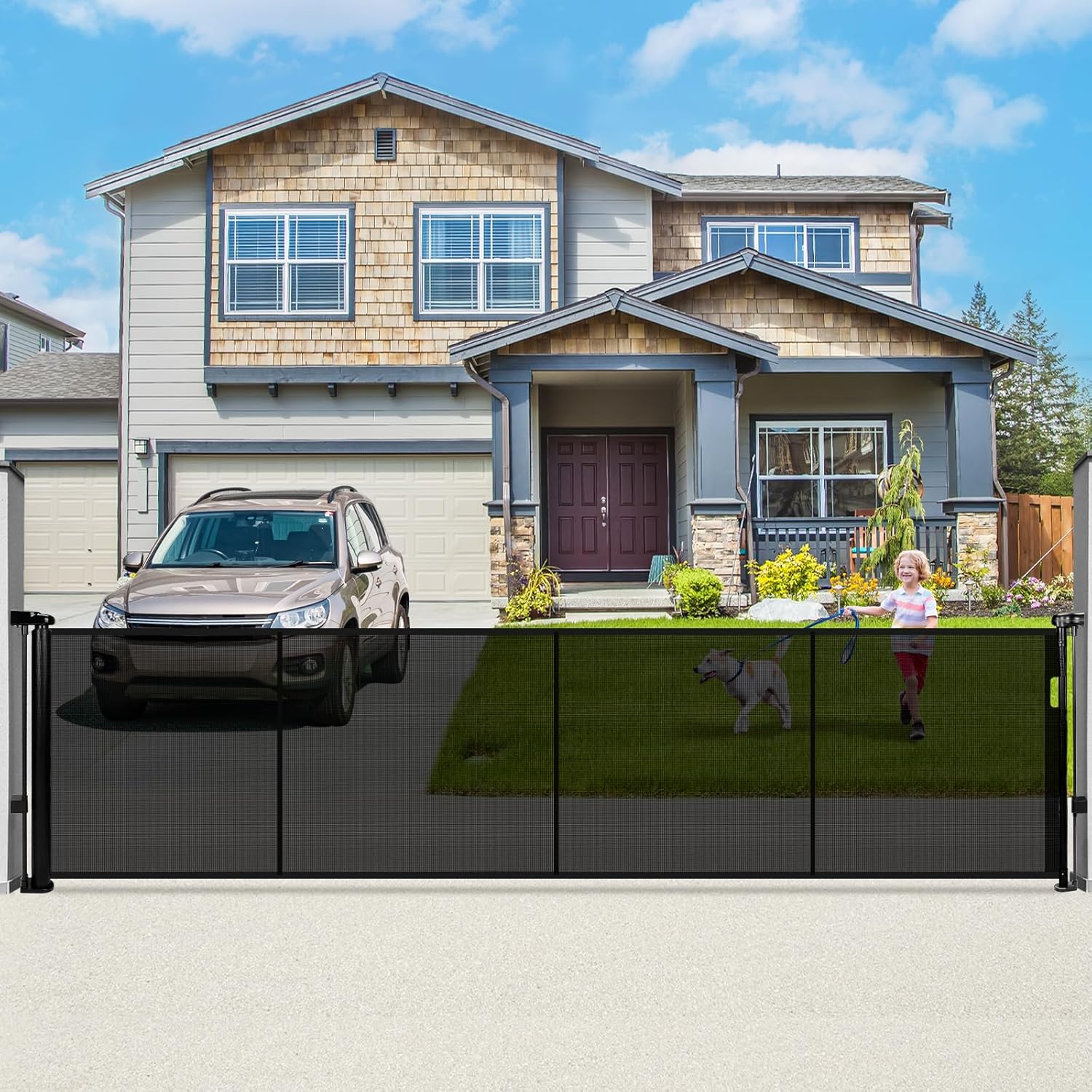 Retractable Baby Gate Extra Wide 41in Tall for Pets and Kids