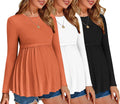 Ekouaer Maternity Shirts 3 Pack Pleated Long Sleeve Tops - Soft Ultra
