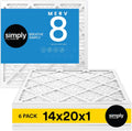 Simply 14x20x1 Air Filter MERV 8 6 Pack - Reliable Dust & Pet Control