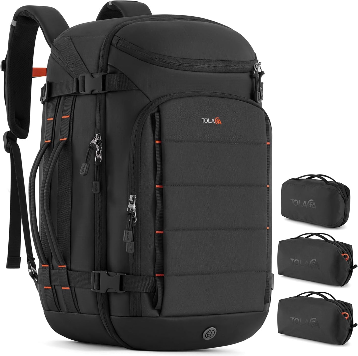 Tolaccea Travel Backpack 40L with Packing Cubes for Easy Travel