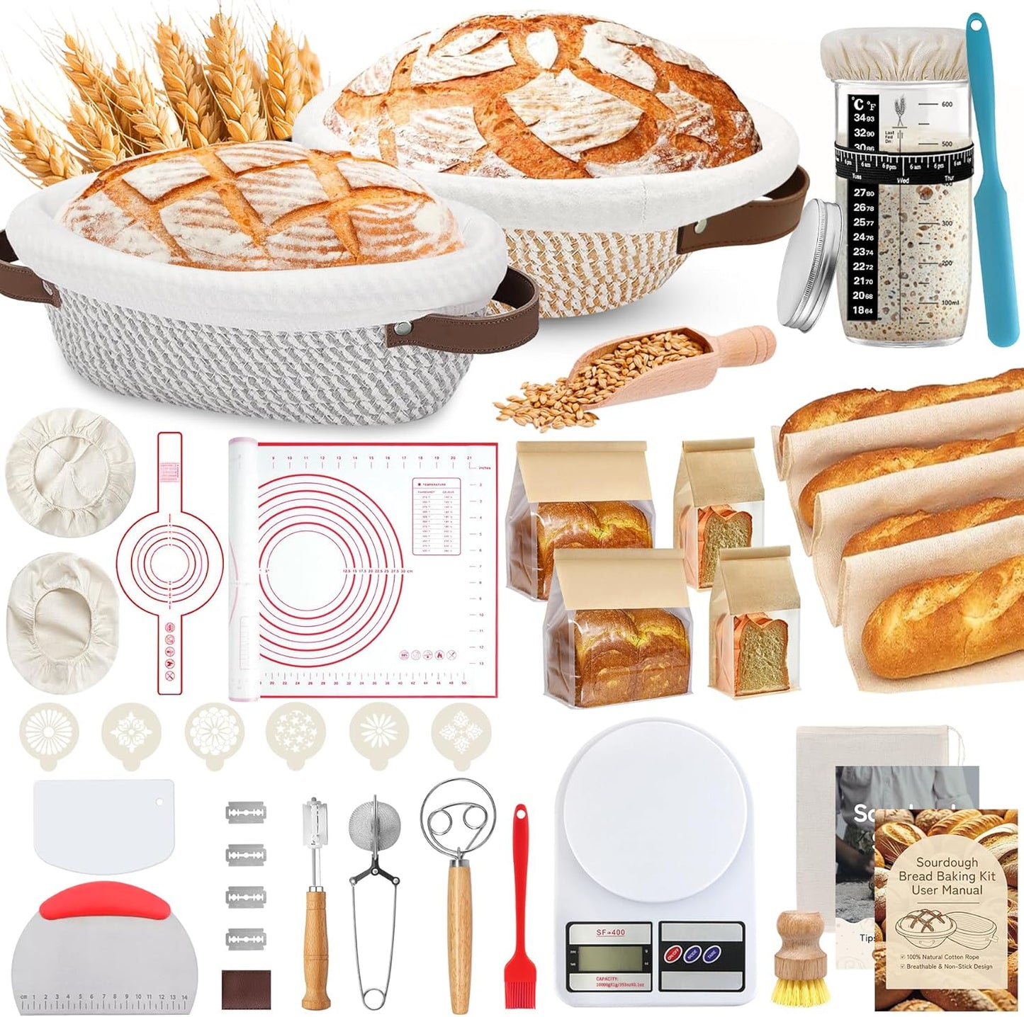 38 Pcs Sourdough Starter Kit for Artisan Bread Baking