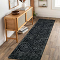 Moroccan Runner Rug 2ft 6inx8ft - Washable Black Boho Hallway Runner