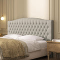Velvet Upholstered Headboard King/Cal King Size - Luxury Tufted Taupe