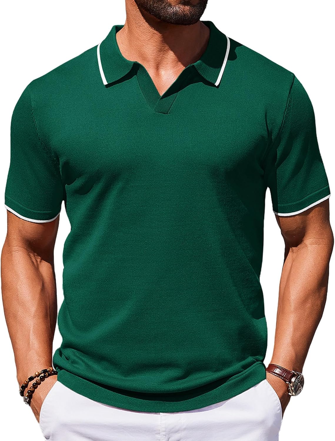 COOFANDY Mens Polo Shirts Short Sleeve Vintage Golf T Shirts