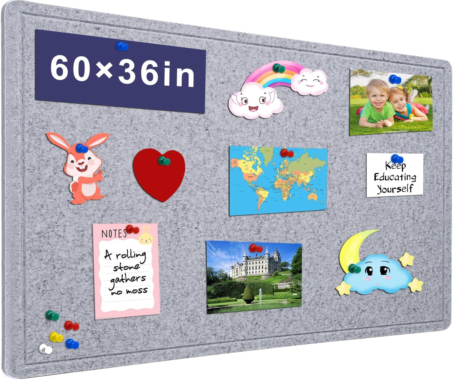 Large Decorative Felt Pin Board - 60 X 36 inches for Home