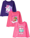 Baby Girls Long Sleeve Graphic T-Shirts 3 Pack - Soft Everyday Tees