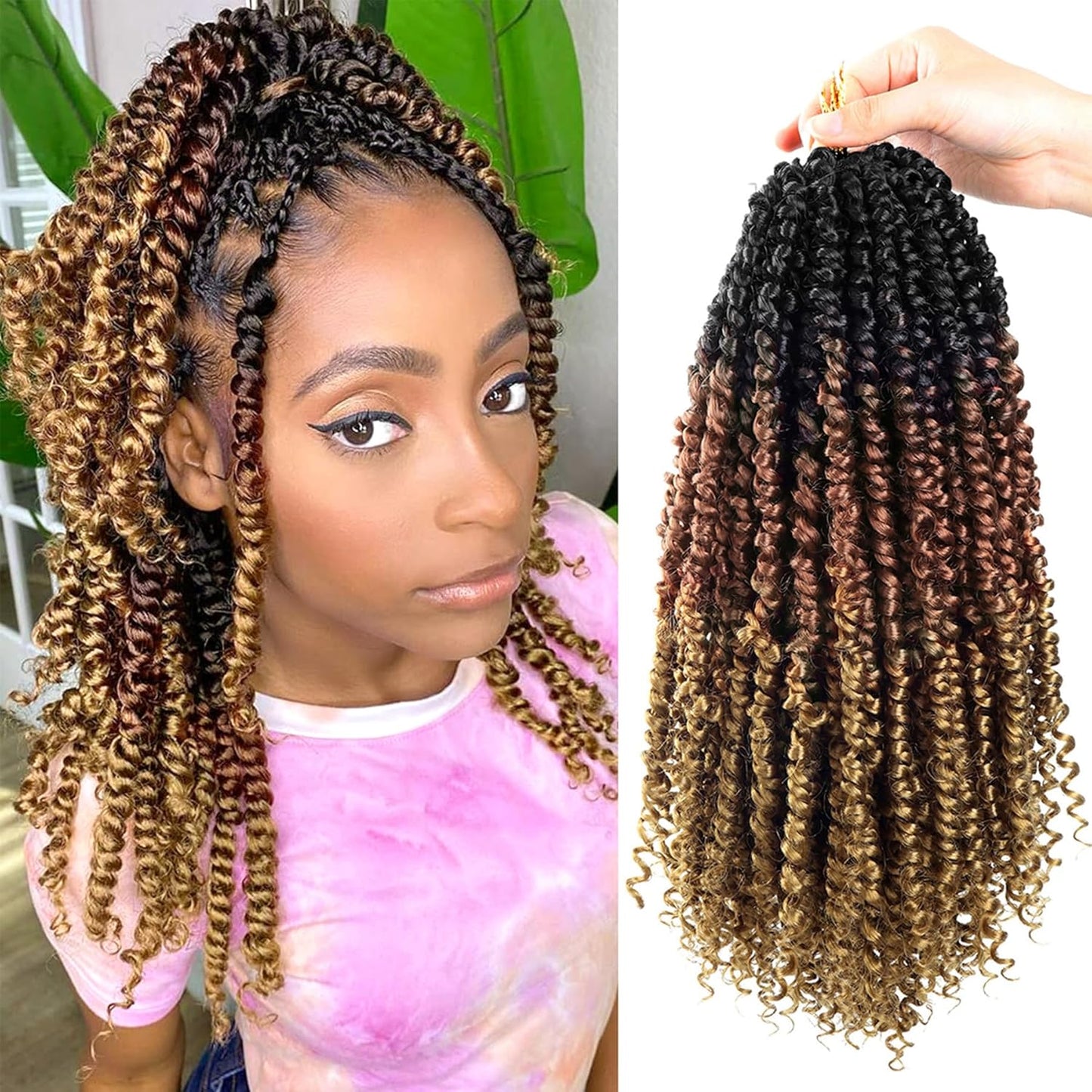 Passion Twist Crochet Hair 14 Inch Pre Looped for Women Girls