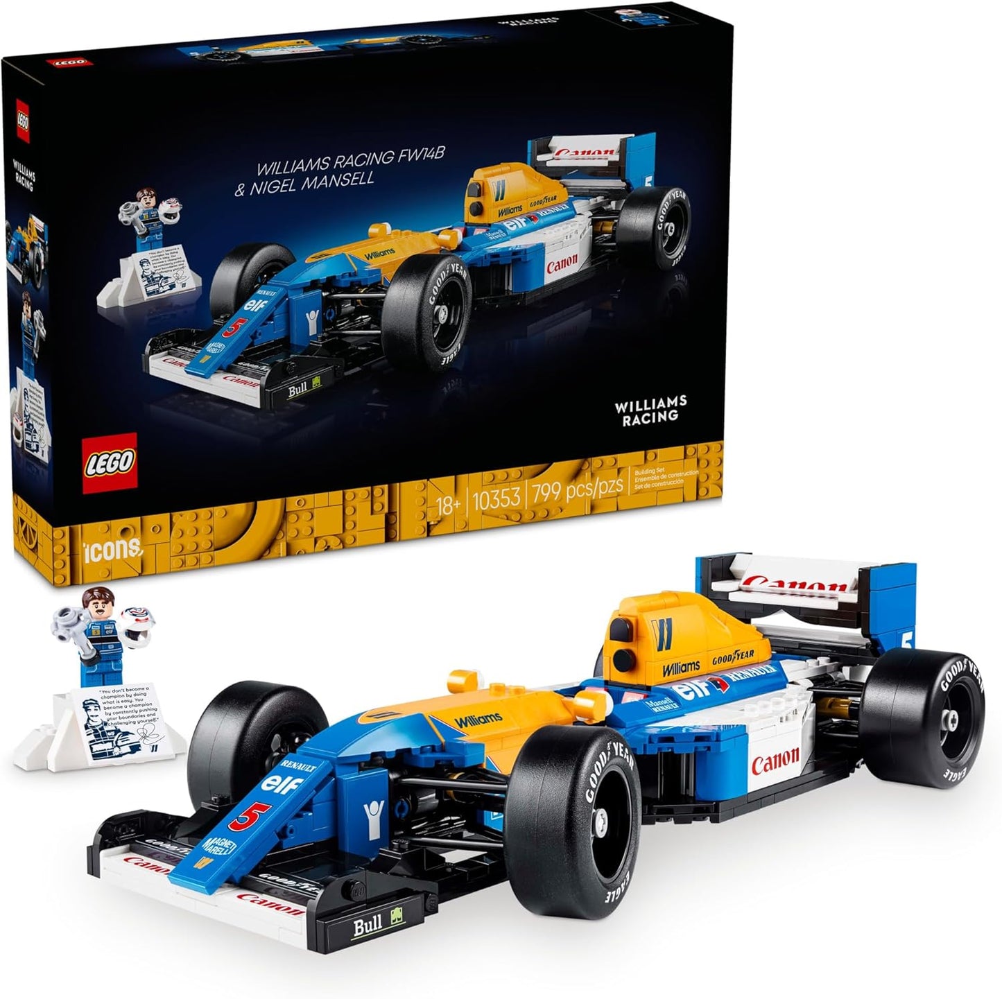 LEGO Icons Williams Racing FW14B F1 Model Car Kit for Adults