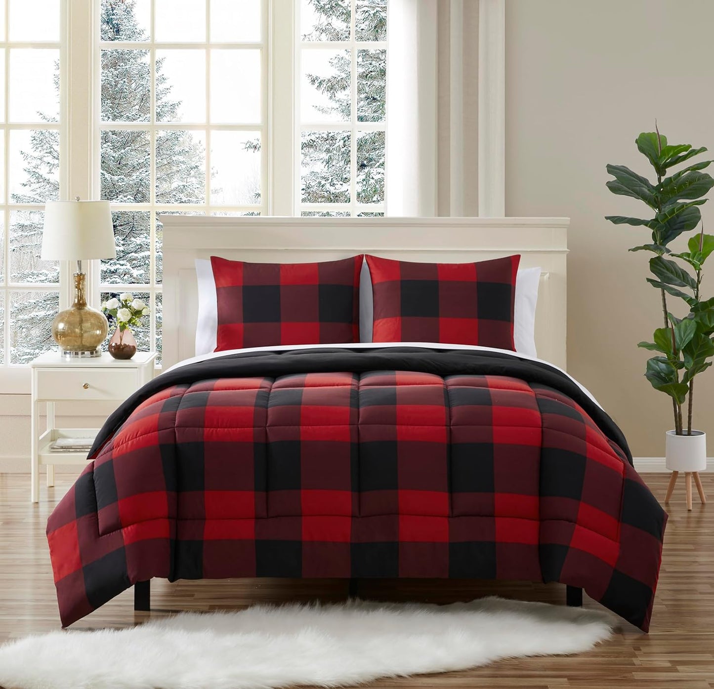 7 Piece Comforter Set Bag Solid Color All Season Soft Blanket