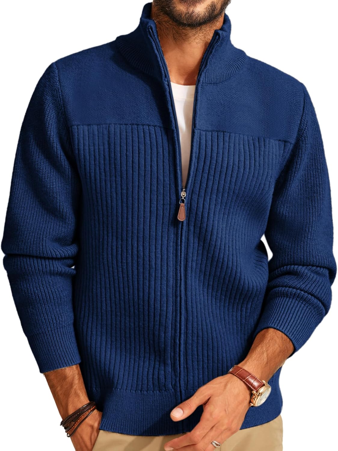 Men's Full Zipper Cardigan Sweater for Stylish Comfort