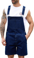 Dark Blue Overalls for Men Short Denim Jumpsuit - Breathable Work Bibs