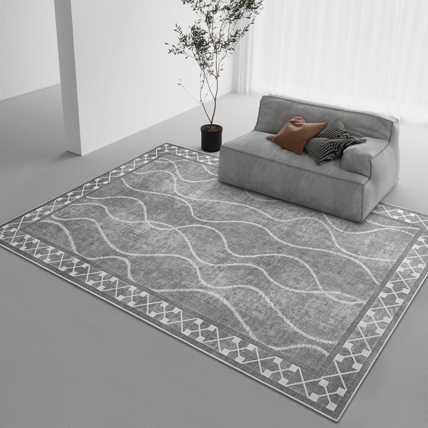 Machine Washable 4x6 Area Rug with Non-Slip Backing
