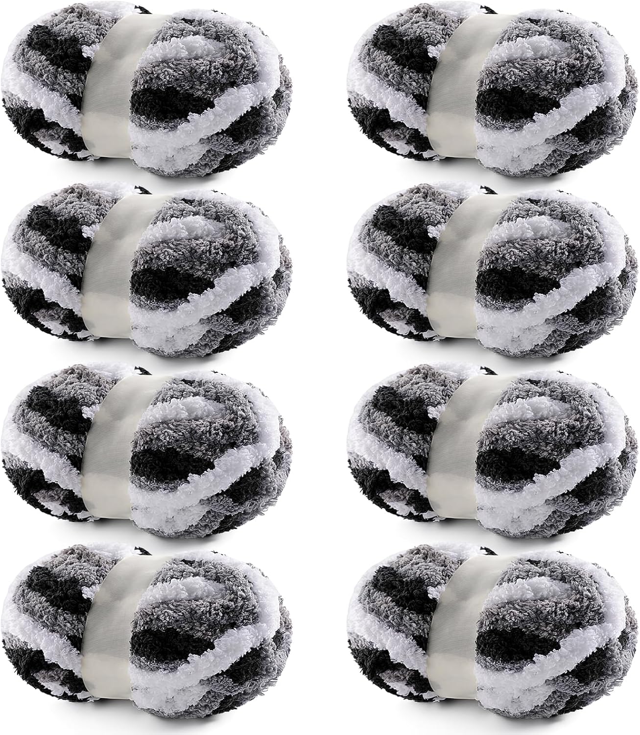 Chunky Yarn for Hand Knitting - 8 Pack Jumbo Chenille Yarn