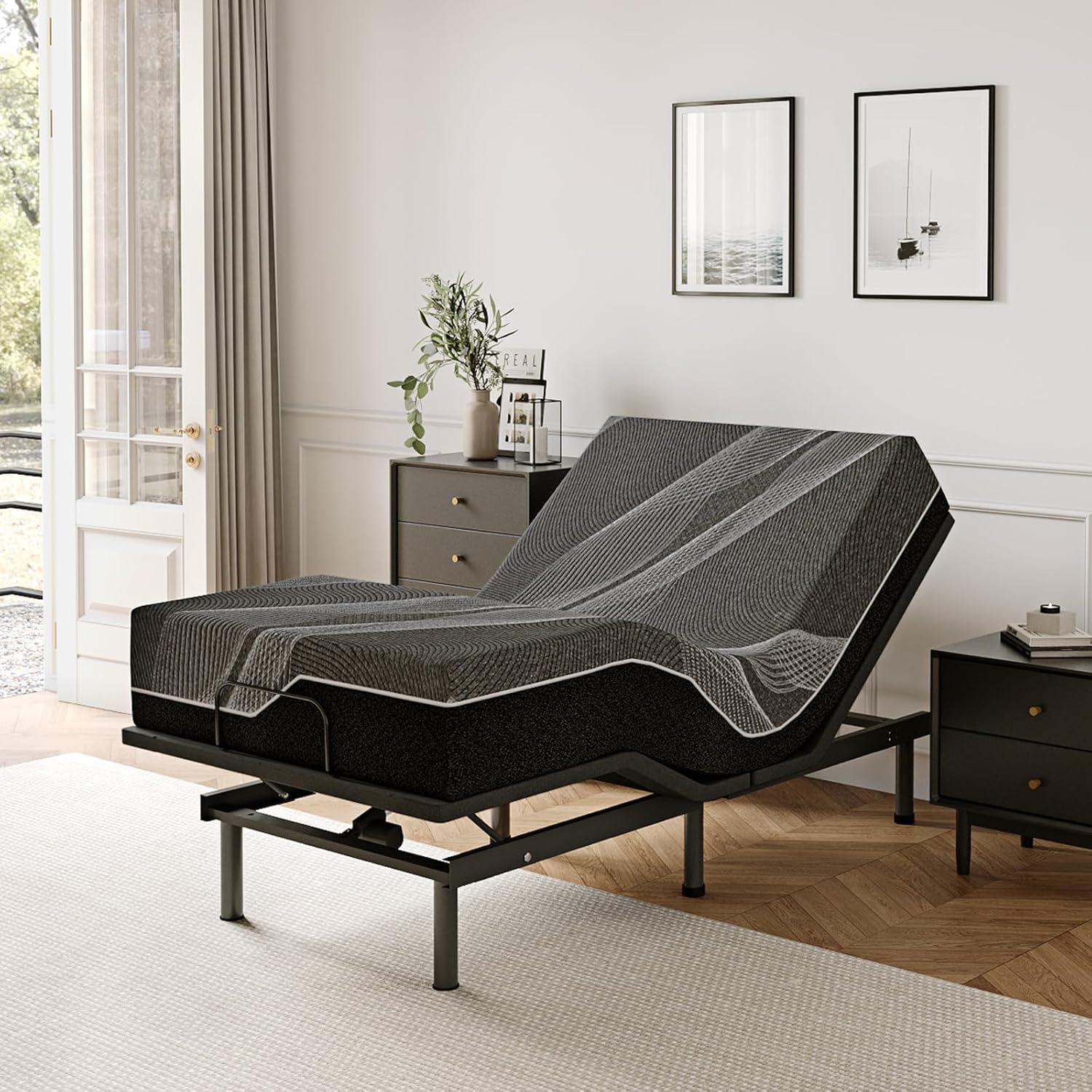 Twin XL Adjustable Bed Base with Gel Memory Foam Mattress
