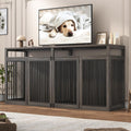 Farmhouse Dog Crate TV Stand for 2 Dogs - Large, Stable Kennel