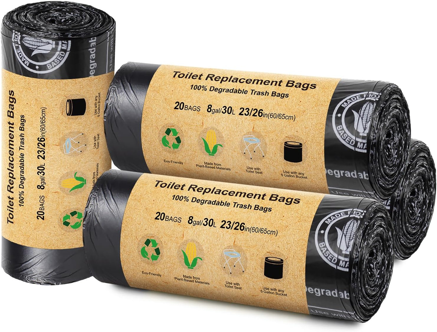 BLIKA 80 Count Heavy Duty Compost Toilet Replacement Bags