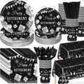 Retirement Party Decorations Set 452 Pcs Black Silver - Complete
