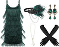 Flapper Dress for Women 6 Pc 1920s Costume Set - Complete Accessories