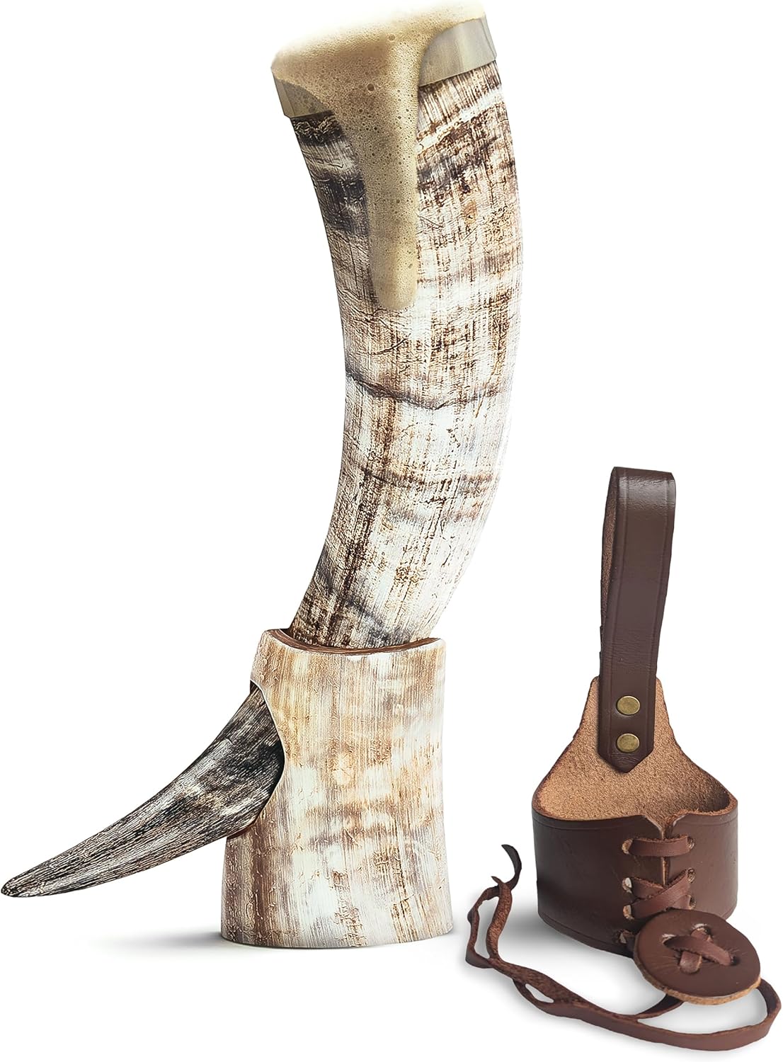 Norse Tradesman 20-Inch Ox-Horn Viking Drinking Horn Gift Set