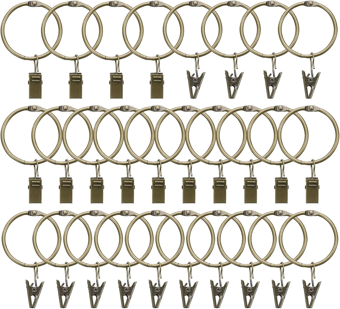 Rustproof Vintage Curtain Rings - 1.5 Interior Diameter, Set of 28