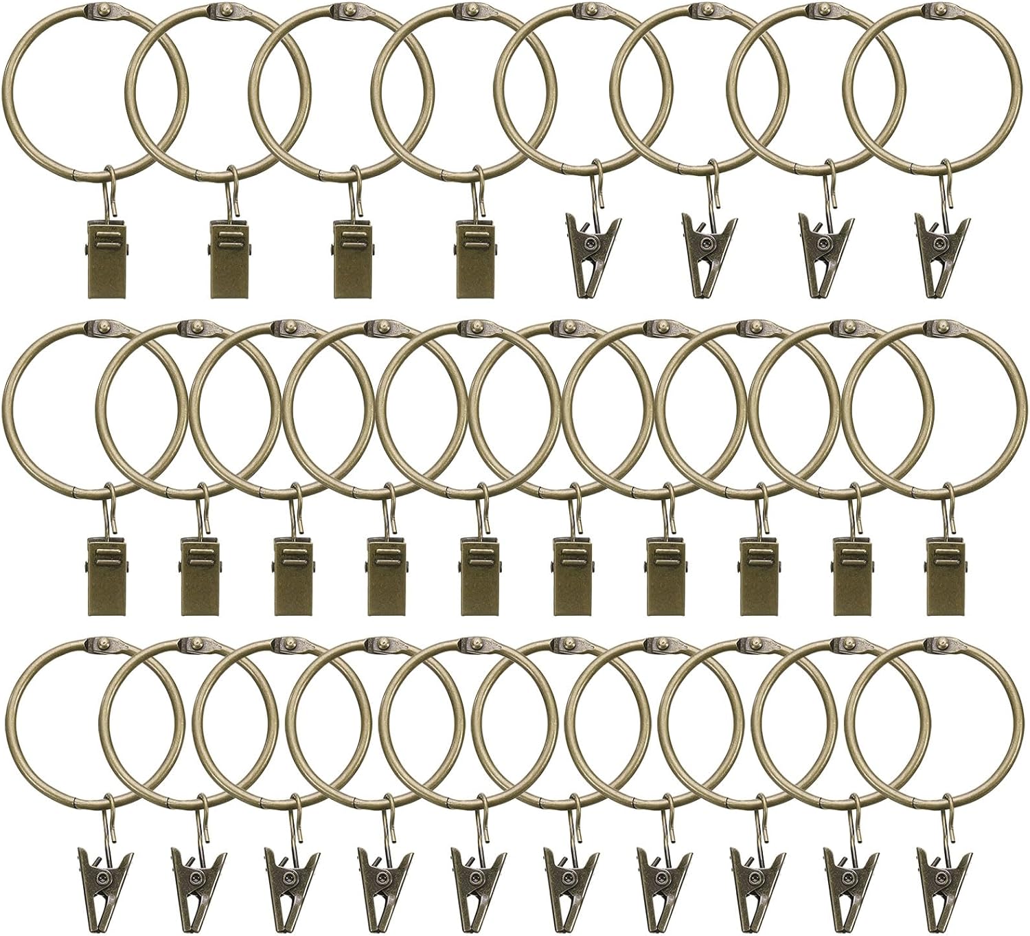 Rustproof Vintage Curtain Rings - 1.5 Interior Diameter, Set of 28