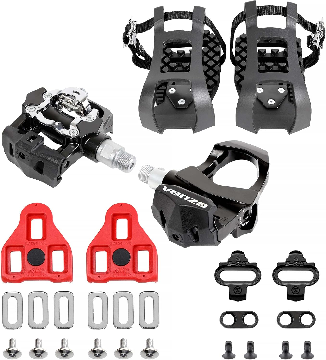Venzo Sealed Fitness Indoor Bike Pedals & Cleats for Exercise