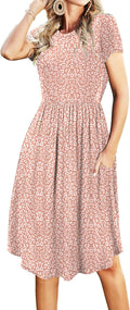 Simier Fariry Womens Summer Pocket Knee Length Casual Dress Women's