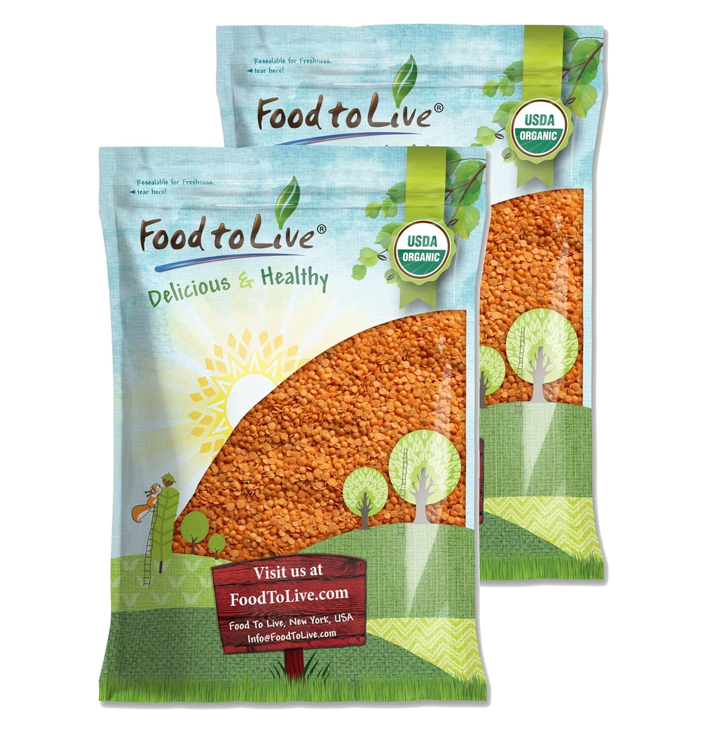 Organic Red Split Lentils - Protein-Rich Vegan Masoor Dal