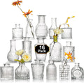 Arme 16Pcs Glass Bud Vase Set for Centerpieces - Vintage Mini Vases