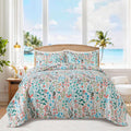 Queen Size Quilt Bedding Set - Botanical Floral Reversible Quilt