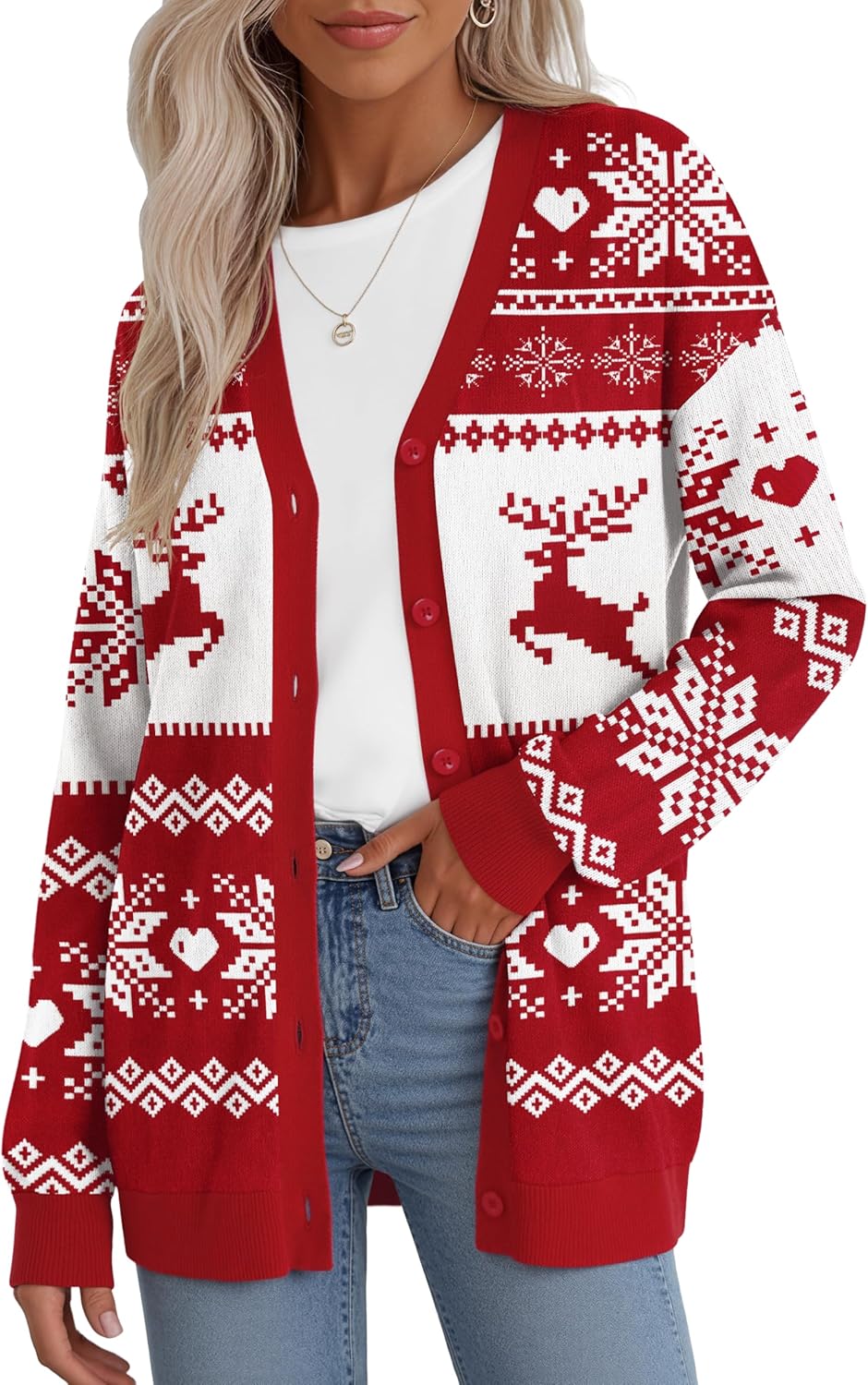 Jouica Women's Cute Cardigan Ugly Christmas Sweaters 2025