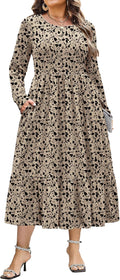 IN'VOLAND Plus Size Long Sleeve Tiered Maxi Dress - Flowy Comfort 95%