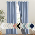 Stone Blue Vintage Linen 100% Blackout Curtains 108in - Sleep Dark
