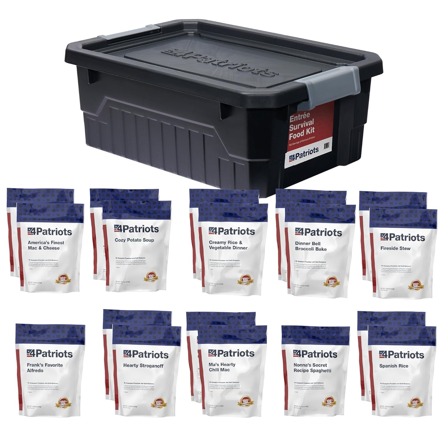 4Patriots Emergency Entree Food Kit with 128 Tasty Meals