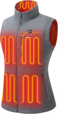 Women's Heated Fleece Vest with 6 Heating Zones - Lightweight Heated
