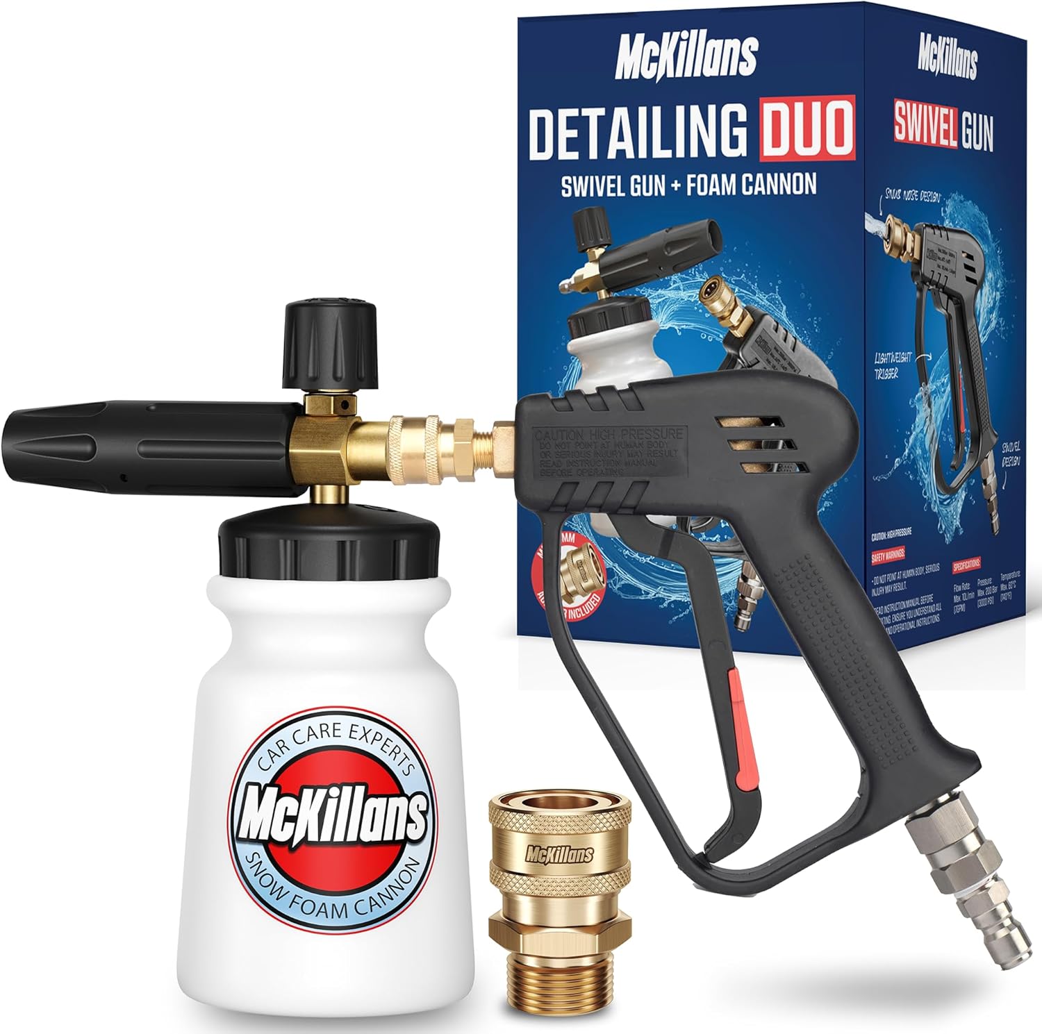 McKillans Pressure Washer Gun with Foam Cannon & Swivel Adapter