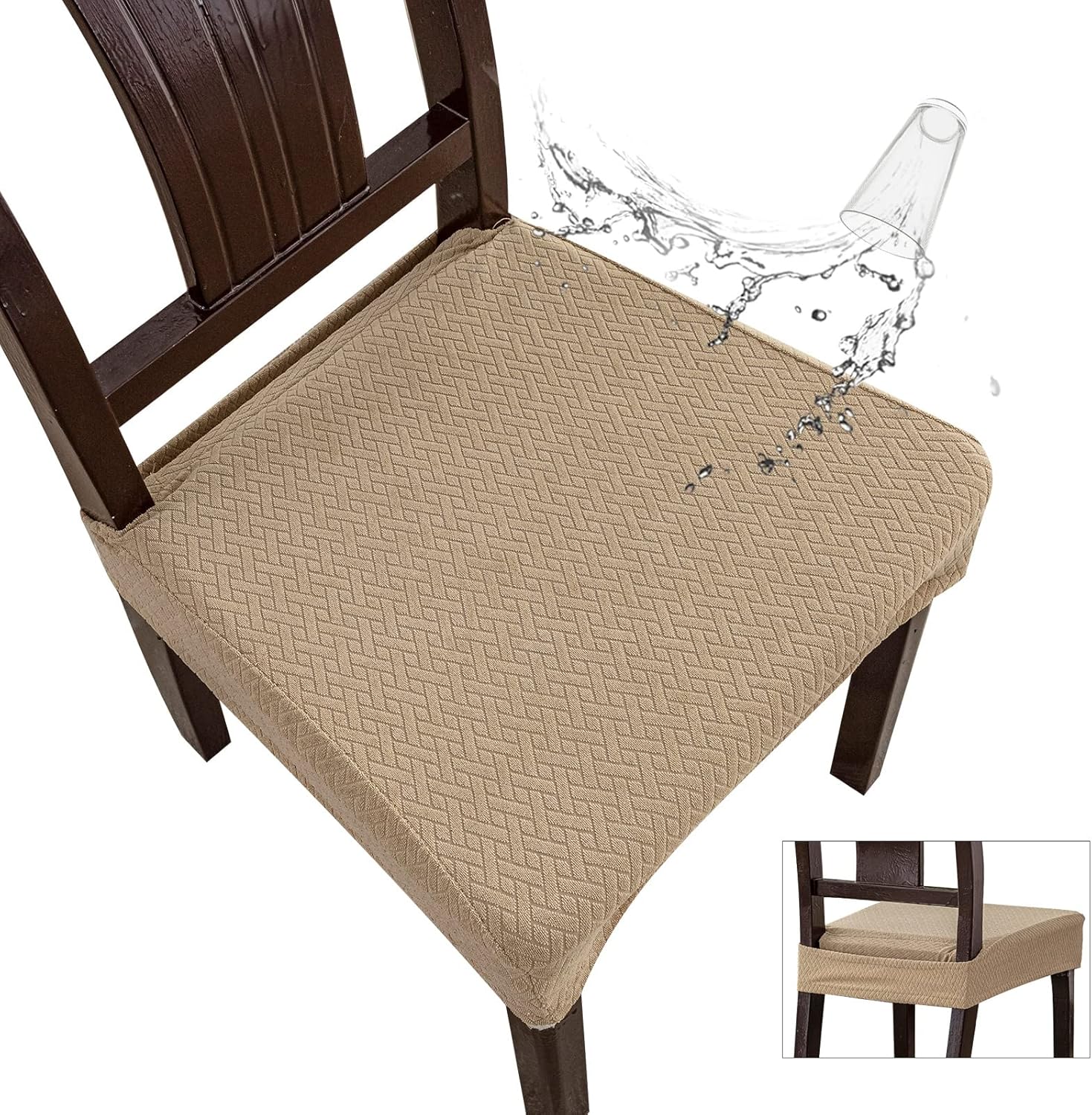 Genina Waterproof Seat Covers for Dining Room Chair Set of 8
