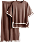 Tanming Sweater Sets Women 2 Piece Knit Lounge Set - Short Sleeve