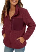 VVK Faux Shearling Shaggy Full Zip Coat - Warm Fluffy Patchwork Jacket