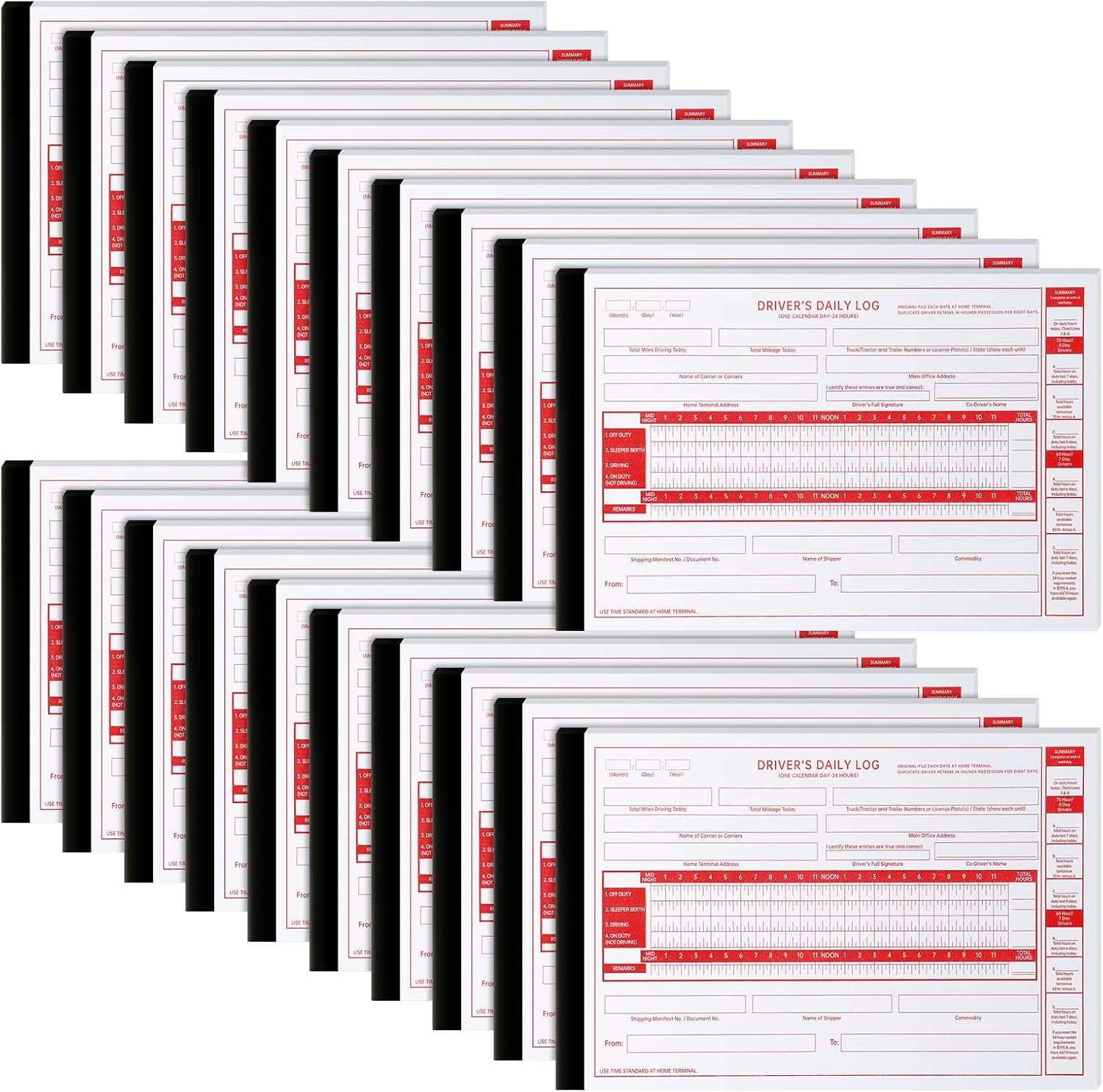 20 Pack Driver Daily Log Book for Truck with Inspection Report