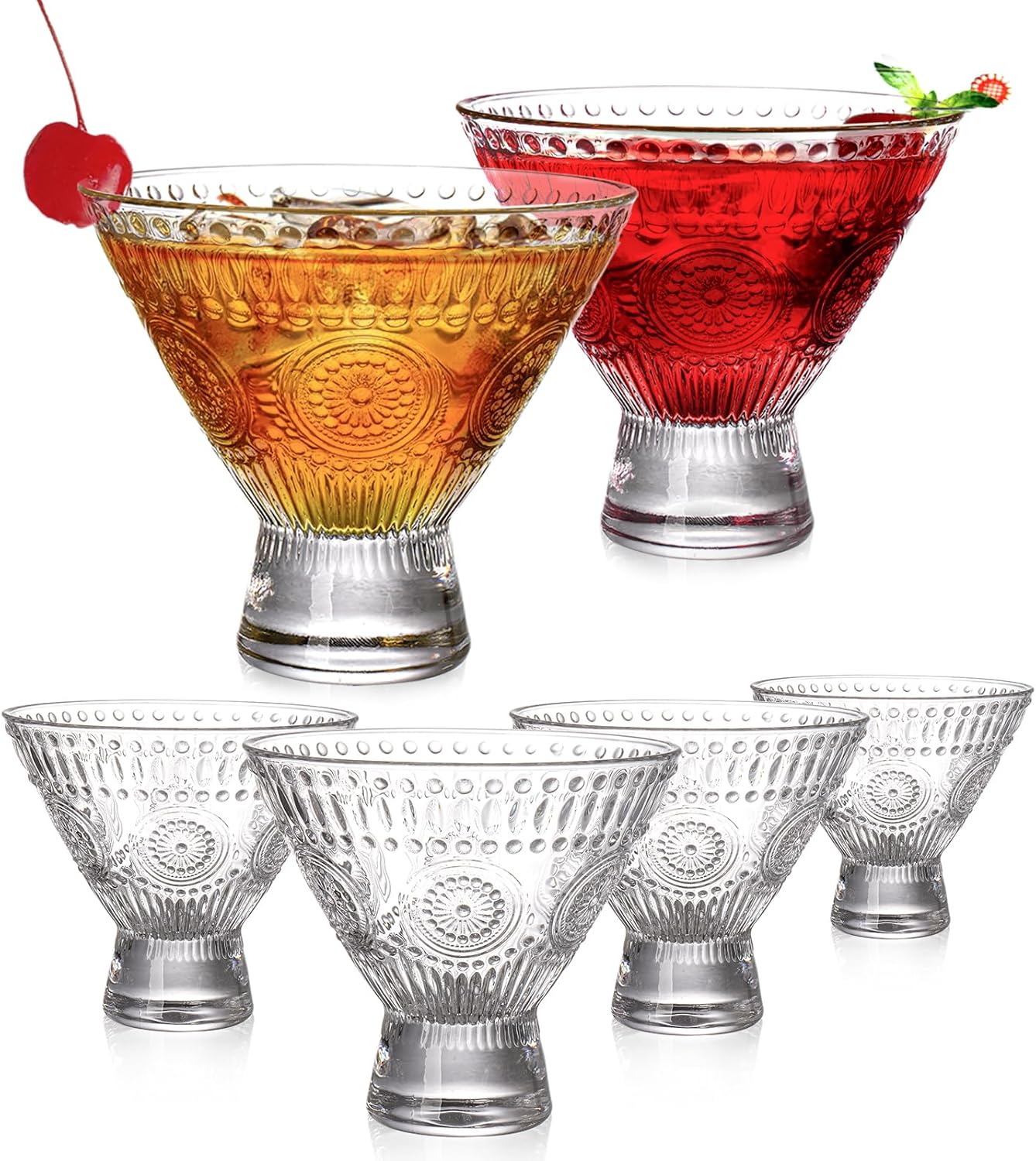 Kingrol Stemless Martini Glasses - Elegant Glassware Set