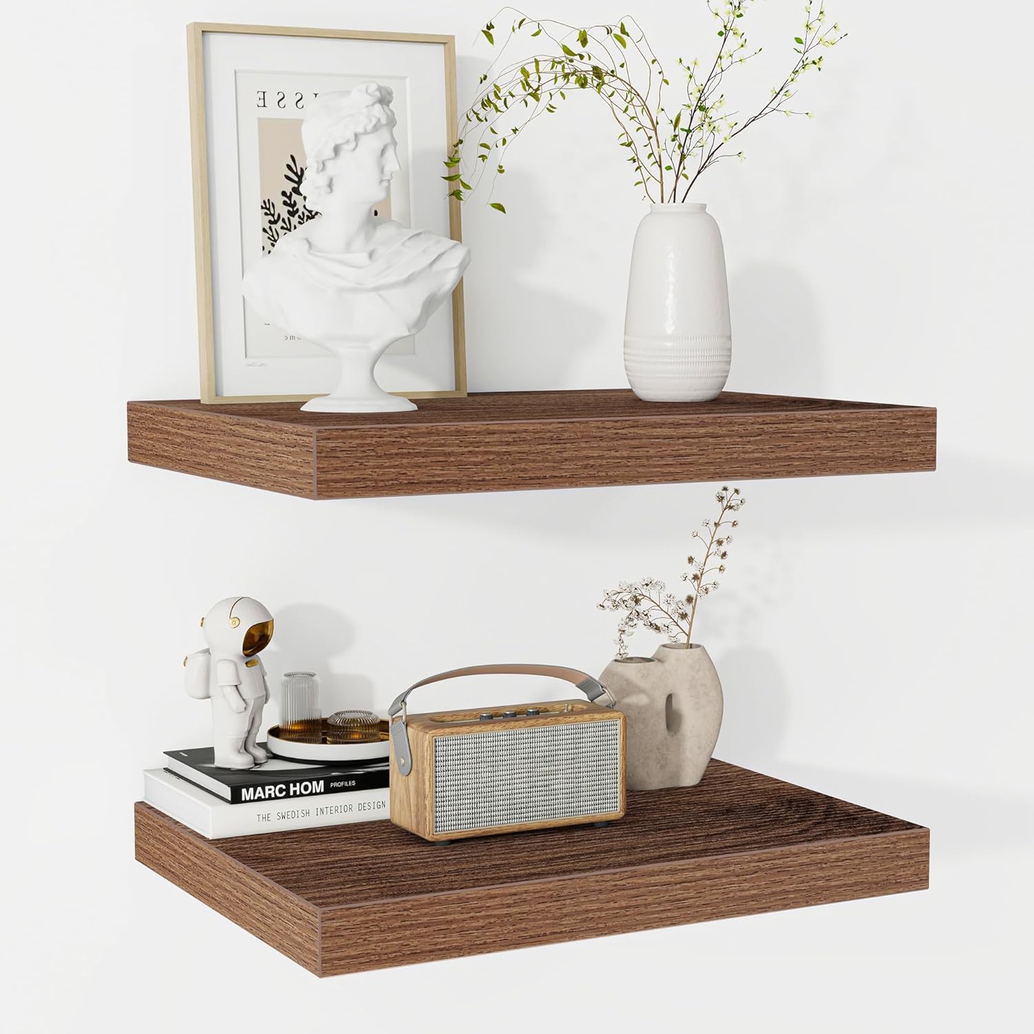 Rustic Wooden Floating Shelves for Living Room & Kitchen Storage