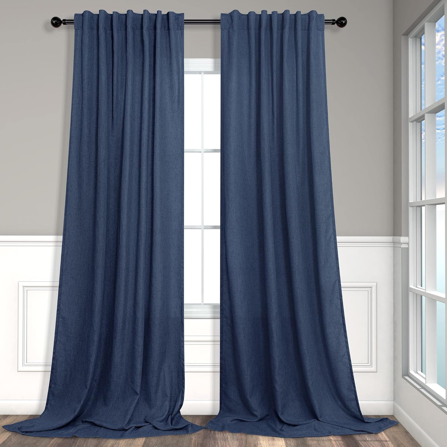 Navy Blue Curtains 90 Inches Long for Boys Bedroom Decor